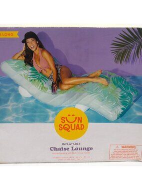 Inflatable Chaise Lounge 5 Ft 8 In Long With Built-In Cup Holder Sun Squad